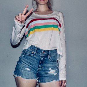 🌈 NWT Express Cotton Rainbow Striped Long Sleeve